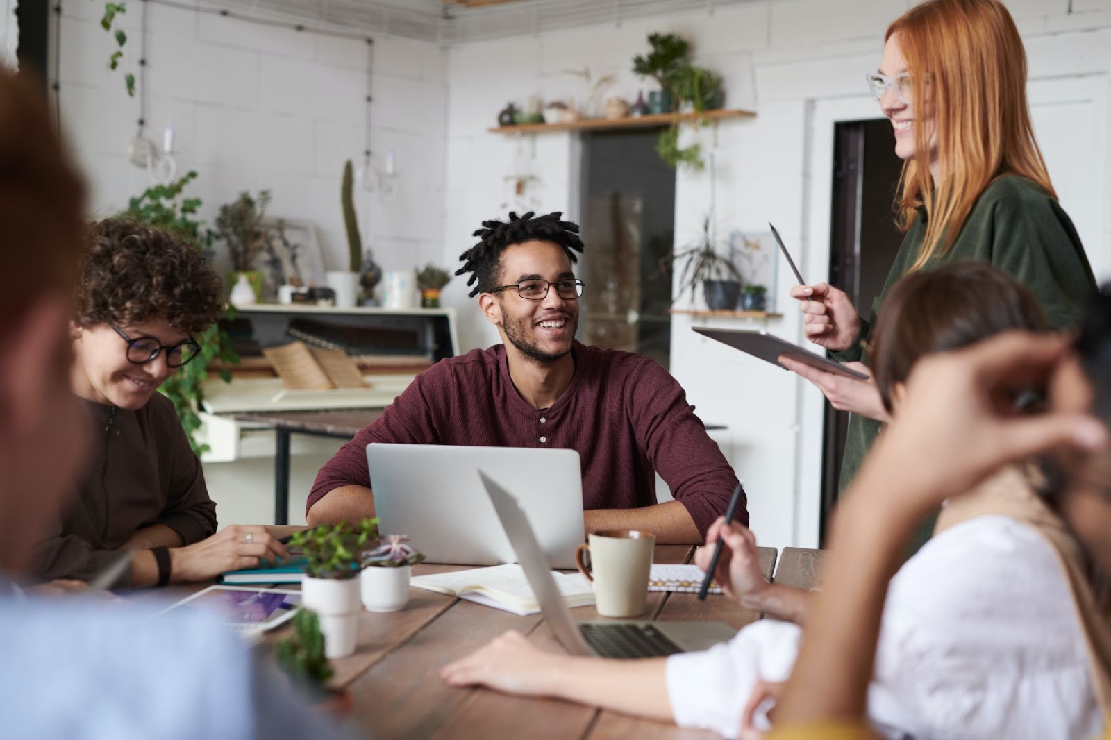 employees discussing their development plan