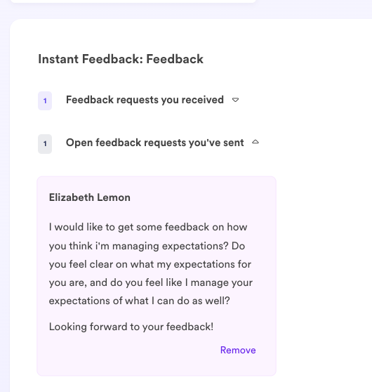 A screenshot of Leapsome's Instant Feedback module.