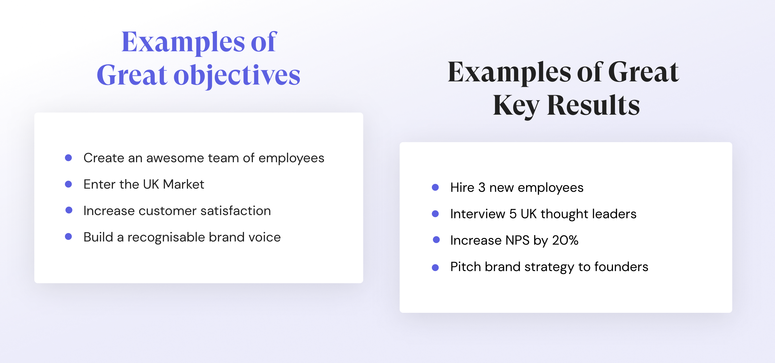 Examples of great objectives and key results