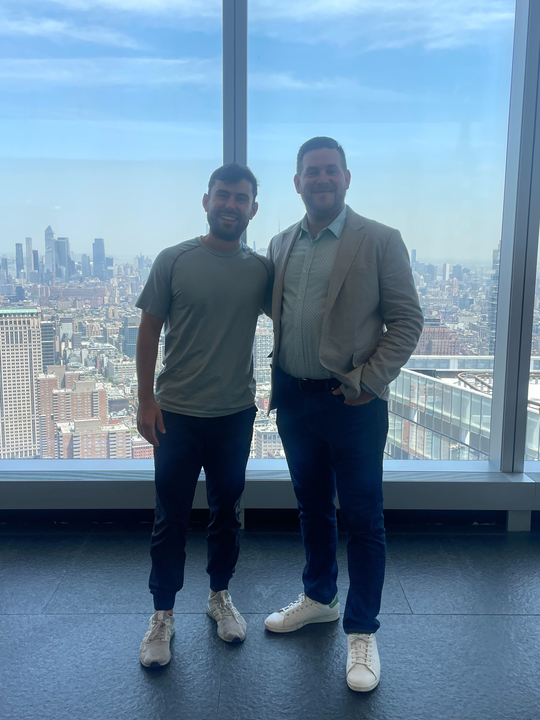 A picture of Jimmy with a Leapsome CS manager in the NYC office